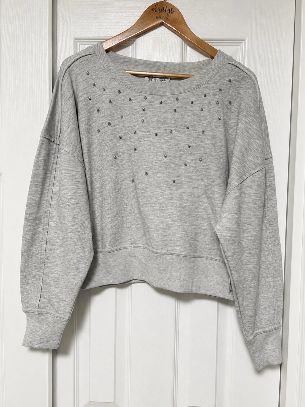 NWT Jessica Simpson Merril Embellished Grey Crewneck Sweatshirt Large
